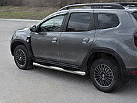 Пороги труба d76 с накладкой (вариант 1) Renault Duster 2020-по н.в