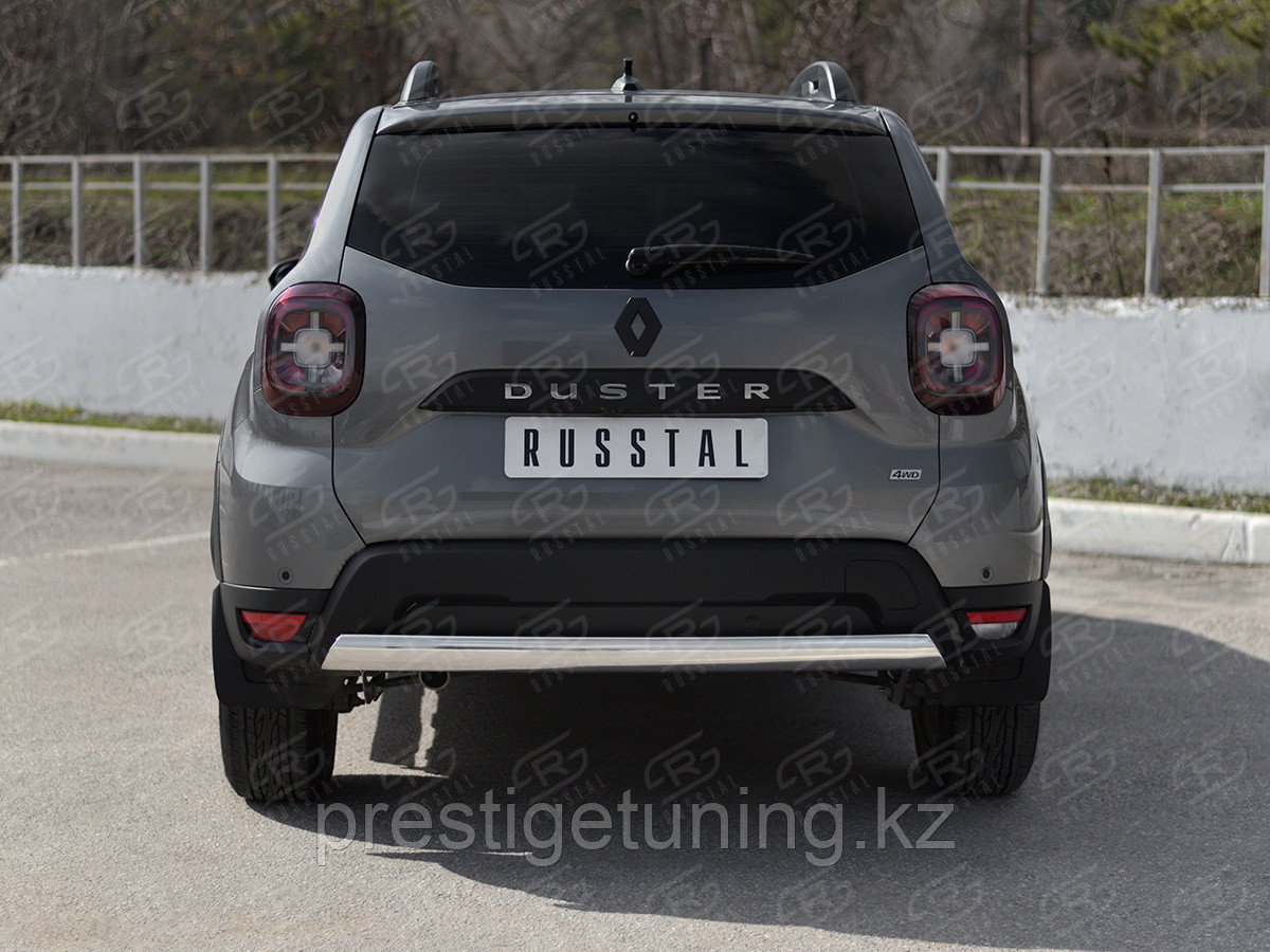 Защита заднего бампера 75х42 дуга Renault Duster 2020-по н.в