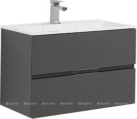 Тумба с раковиной Aquanet Алвита 80 серый антрацит