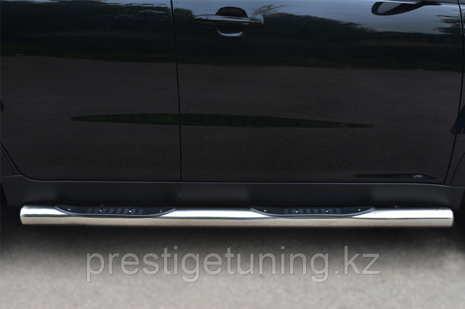 Пороги труба d76 с накладкой (вариант 3) Ssang Yong Actyon 2010-13