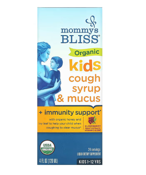Mommy's Bliss, органический сироп от кашля для детей, укрепление иммунитета, для детей от 1 до 12 лет, 120 мл - фото 1 - id-p106130689