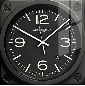 Часы настенные Artabosko Морис 1 квадратные стекло цвет черный бесшумные 30x30 см