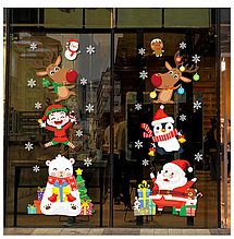 Наклейка на окно "Дед Мороз, Снеговик и друзья", 100*85 см