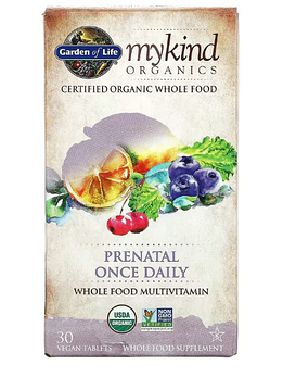 Garden of Life, MyKind Organics, пренатальные мультивитамины, одна таблетка в день, 30 веганских таблеток