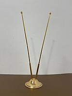 Флагшток двухрожковый  хромированный настольный под золото