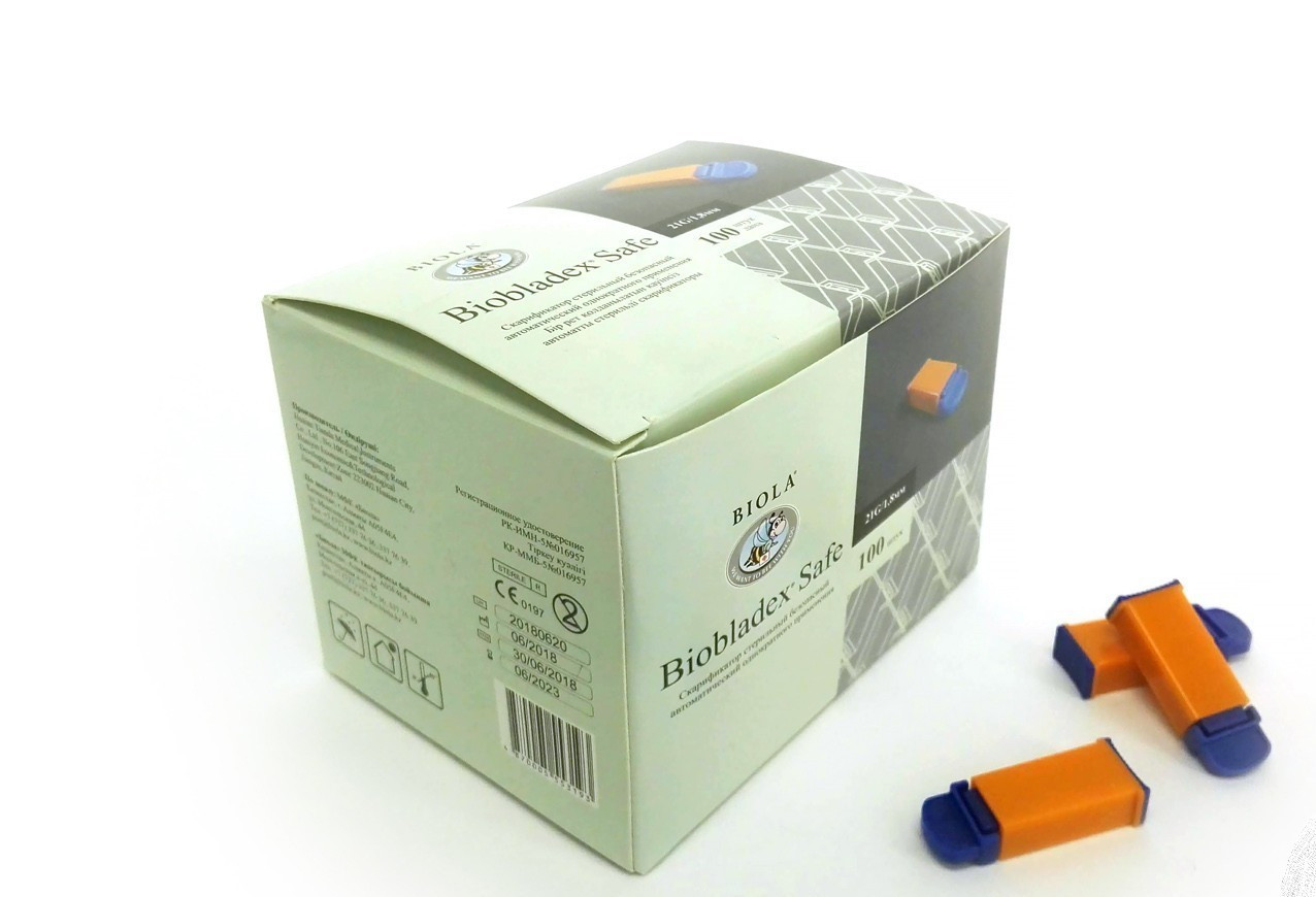 Скарификатор Biobladex® Safe автоматический 21G / 1,8мм (для тестирования на гемоглобин, холестерин)