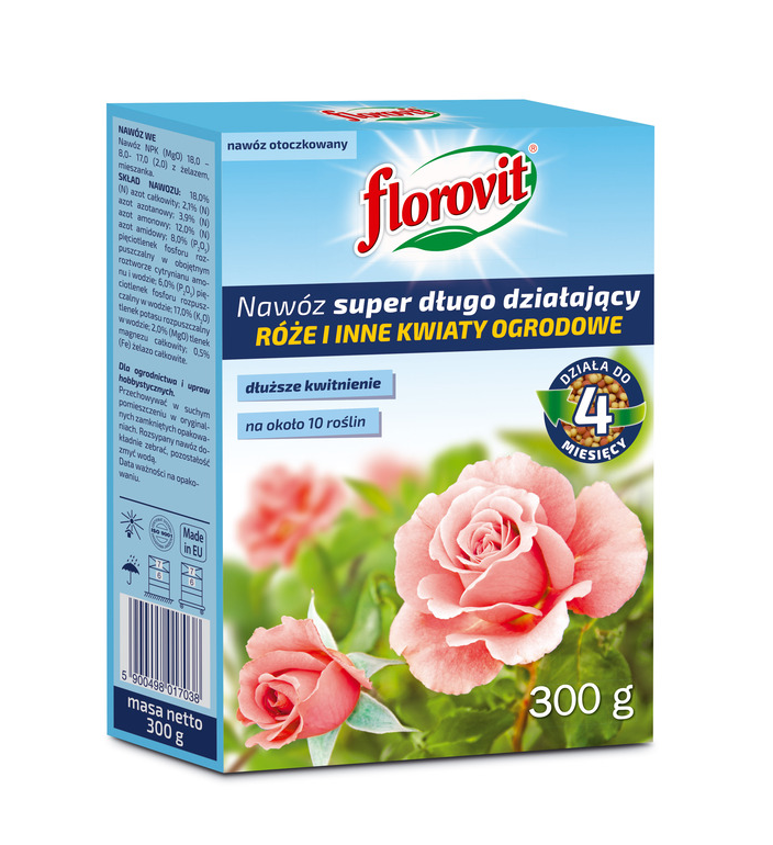 FLOROVIT Минеральное удобрение Супер пролонгированное для Роз и Садовых цветов, 300г