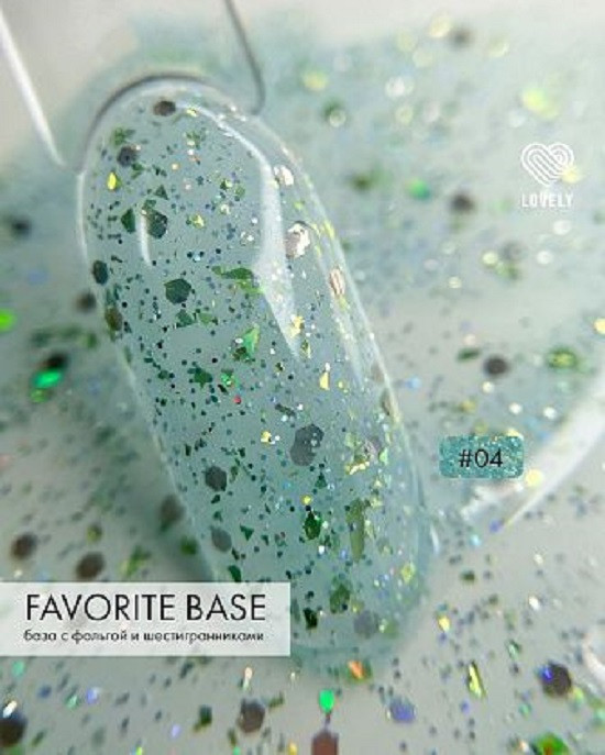 Lovely База цветная с фольгой и шестигранниками , Favorite Base №04, 7 ml