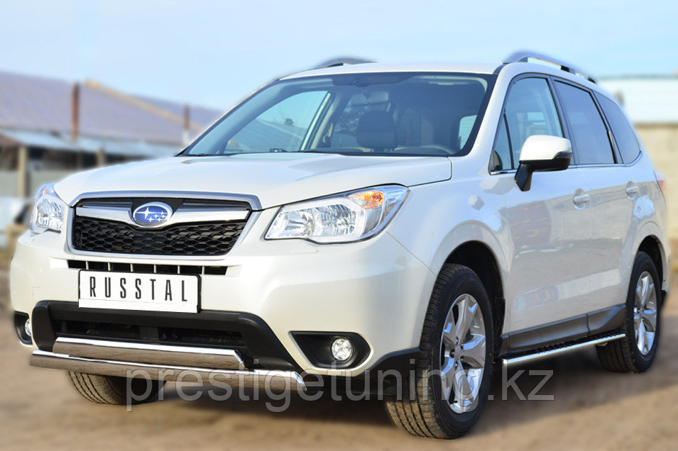 Защита переднего бампера 75х42 (дуга) 75х42 (дуга)Subaru Forester 2012-15 - фото 4 - id-p106143889