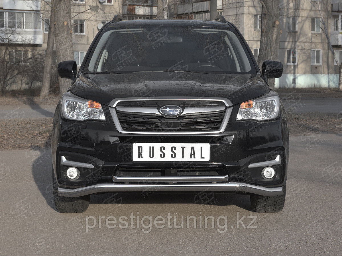 Защита переднего бампера d63 волна-d42 прямая Subaru Forester 2016-18