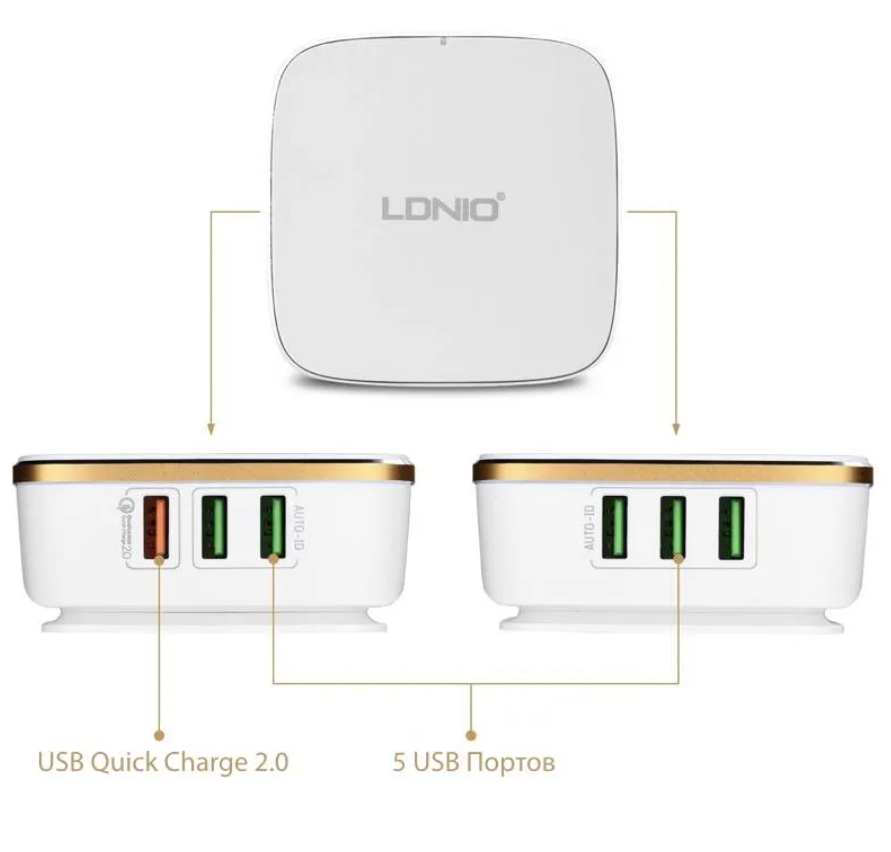 Сетевое зарядное устройство LDNIO A6704 на 6 USB (5 USB + 1 QC3.0) - фото 6 - id-p106145795