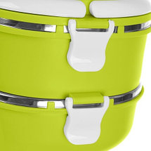Термос многоярусный для домашних обедов Lunch Box Smile KM-212x (Зеленый / 2 секции), фото 4
