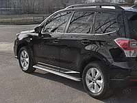 Пороги труба d42 с листом(лист нерж,проф.нерж)(вариант3) Subaru Forester 2016-18