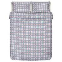 SILESHÅR СИЛЕСХОР Пододеяльник и 2 наволочки - белый синий/клетка 200x200/50x70 см