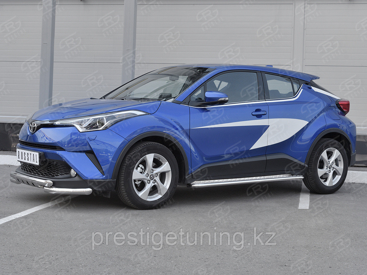 Защита переднего бампера d63 дуга-d63 уголки+клыки Toyota C-HR 2016-19 - фото 2 - id-p106151456