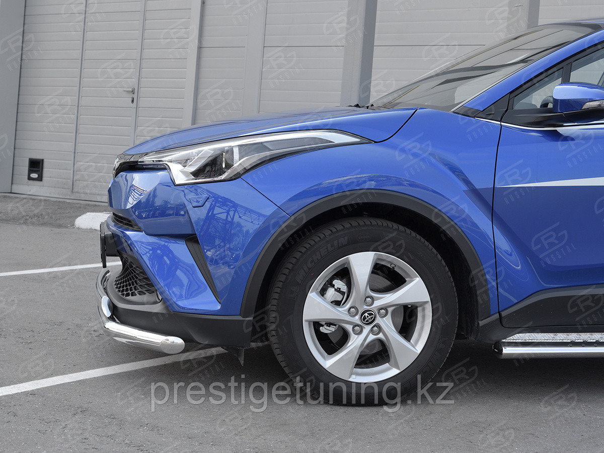 Защита переднего бампера d63 секции-d75x42 дуга Toyota C-HR 2016-19 - фото 2 - id-p106151458