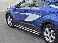 Пороги труба 120х60 овал с проступью  Toyota C-HR 2016-19