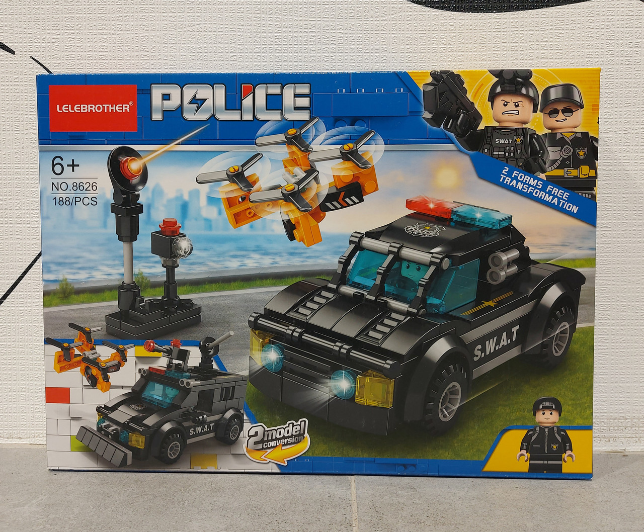 Конструктор "LeleBrother" Police 8626 188 pcs. SWAT. Полицейский автомобиль. Дрон. Лазер. Подарок детям., фото 1