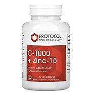 Protocol C-1000 + zinc-15, 120 вегетарианских капсул