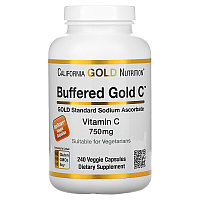 БАД Gold C, GOLD Standard, буферизованный витамин C, аскорбат натрия, 750 мг (240 растительных капсул) CGN