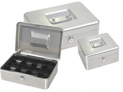 Ящик для денег, 200x160x90мм, 2ключа, серый стальной ProfiOffice, фото 2