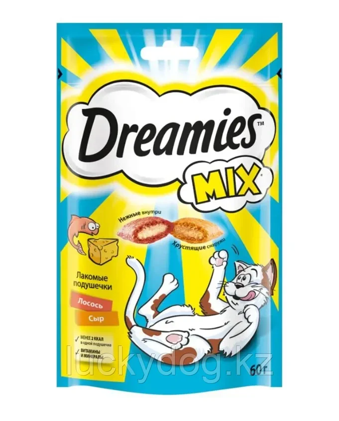 Dreamies Микс c лососем и сыром Лакомство для взрослых кошек, 60г