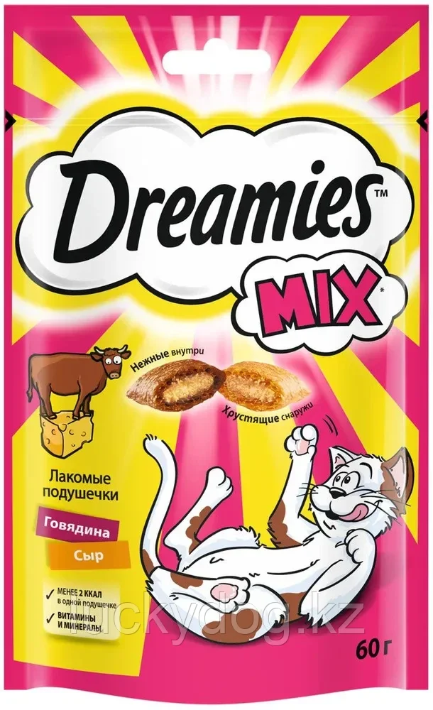 Dreamies Микс c Говядиной и сыром Лакомство для взрослых кошек, 60г