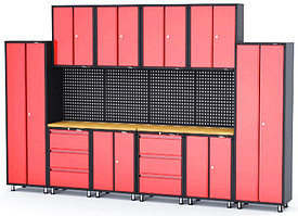 ROCKFORCE Комплект металлической гаражной мебели 16 предметов 460х2180х4000мм (шкаф навесной двухстворчатый 1