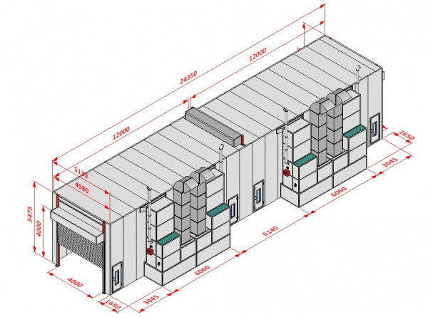 Покрасочная камера KraftWell KRW2455-TRMG 24 х 5 х 4,9 м, 120 000 м3/ч - фото 1 - id-p83005589