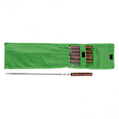Набор шампуров угловых, 650 мм, с цельной деревянной рукояткой, в чехле, 6 шт, Camping Palisad