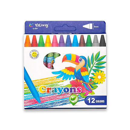 Восковые карандаши (мелки) 12 цветов, Yalong "Crayons", фото 3