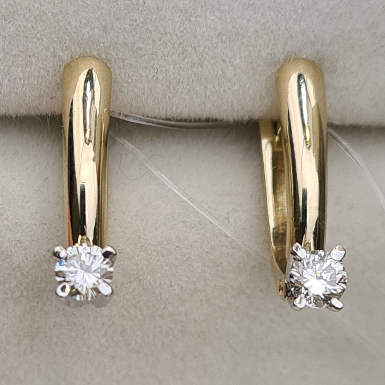 Золотые серьги с бриллиантами 0.26Ct SI1 -VS2/J, VG-Cut