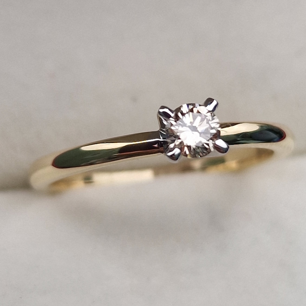 Золотое кольцо с бриллиантом 0.14Сt VS2/K G-Cut - фото 3 - id-p106174120
