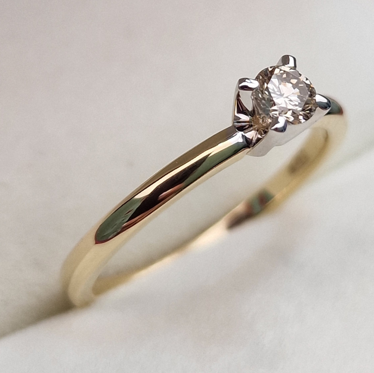 Золотое кольцо с бриллиантом 0.14Сt VS2/K G-Cut - фото 5 - id-p106174120