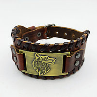 Рунический браслет "Волк", кожаный
