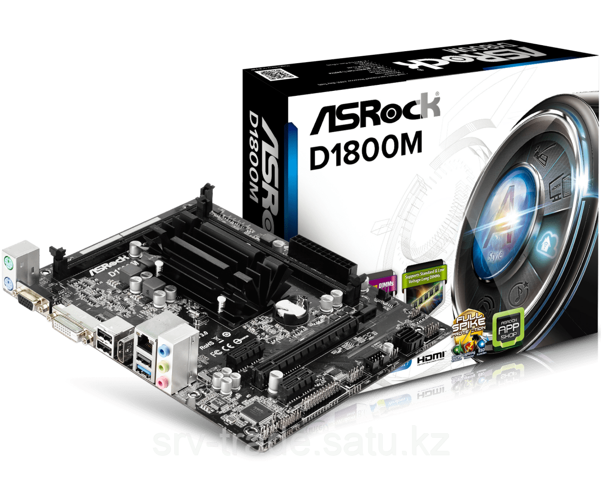 Материнская плата ASRock   D1800M Celeron Dual-Core J1800 2.41GHz DDR3 SATA2 Dsub+DVI+HDMI mATX
