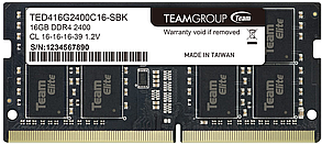 Оперативная память для ноутбука 16GB DDR4 2400Mhz Team Group ELITE SO-DIMM TED416G2400C16-S01
