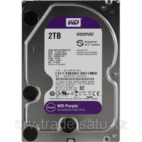 Жесткий диск для видеонаблюдения HDD  2Tb Western Digital Purple SATA 6Gb/s 64Mb 3,5" WD20PURZ