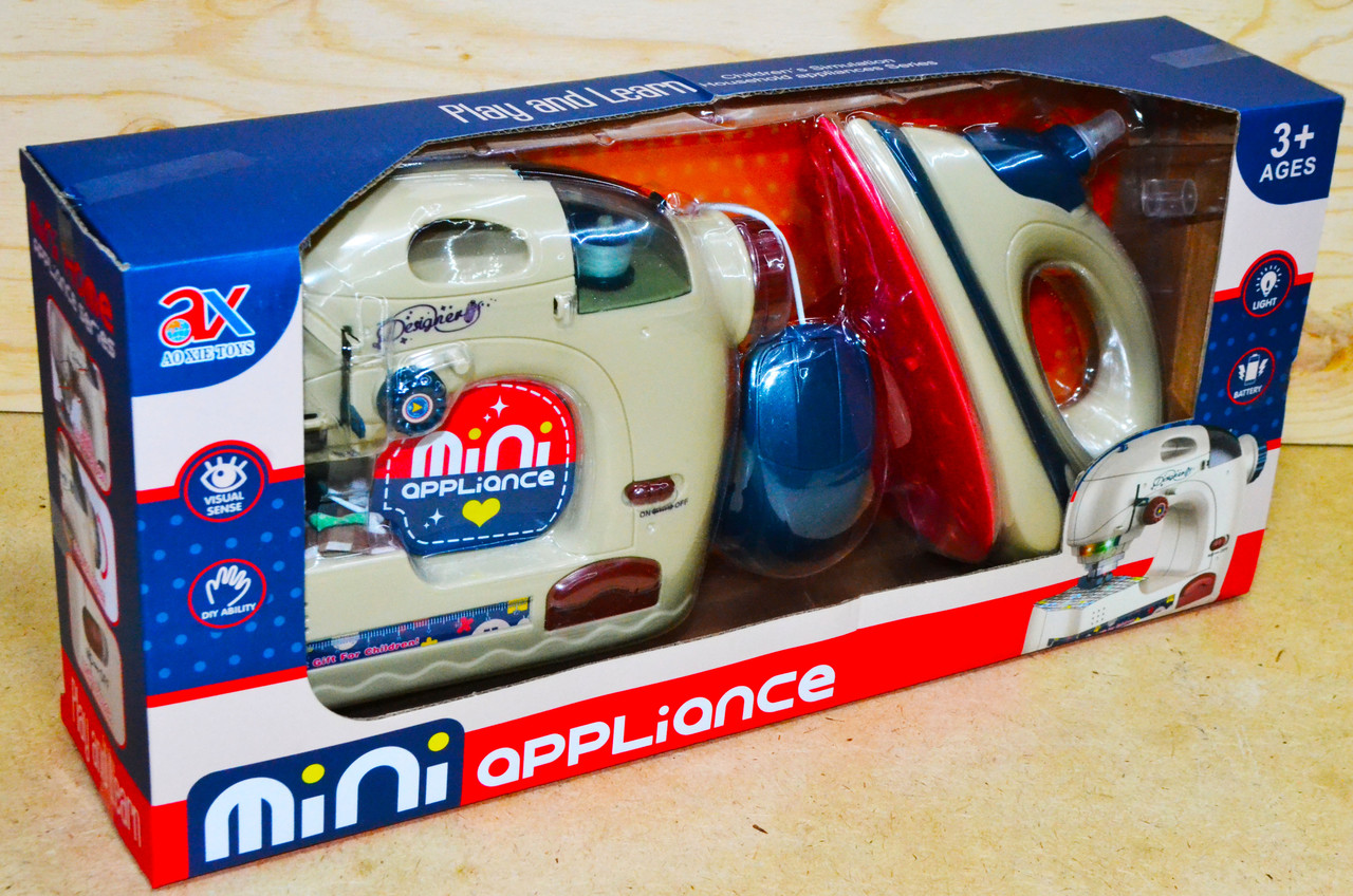 Немного помятая!!! 6714B Бытовая техника Mini oppliance 2 в 1 швейная мешина, утюг на батарейках 42*20