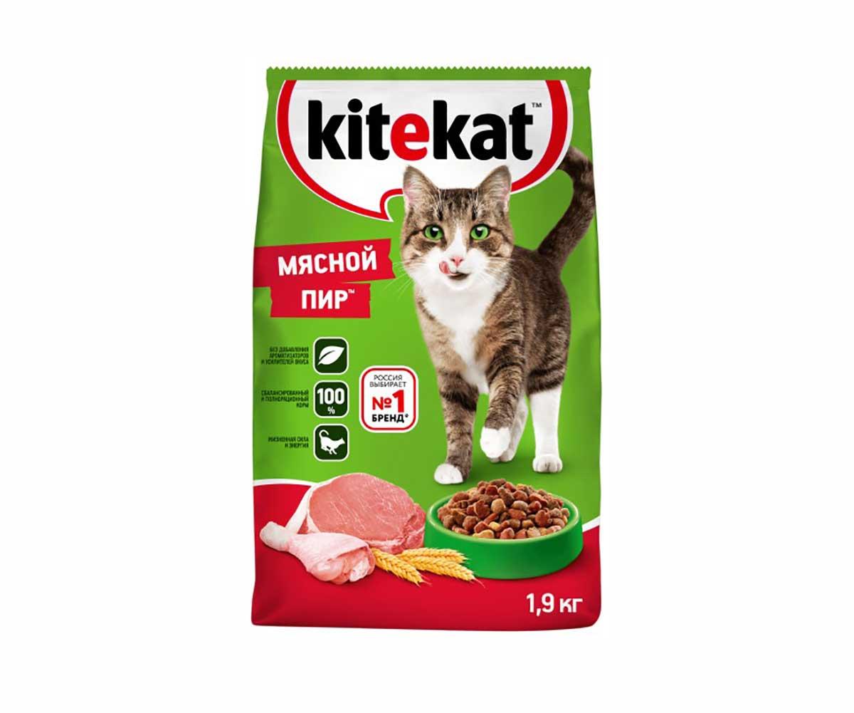 Kitekat (Китекат) Сухой корм для кошек Мясной пир 1,9 кг - фото 1 - id-p106195134