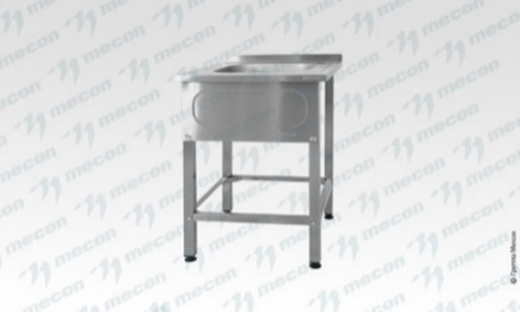 Ванна моечная ВМЦн - 700*600*860 "Norma Inox", 1 м/о 500*400*250, борт, отв. д/смесит., экран (ножка