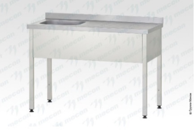 Ванна с рабочей поверхностью РПЦп - 1500*600*860 "Profi Inox" левая, м/о 500*400*250, борт, отв. д/смесит.