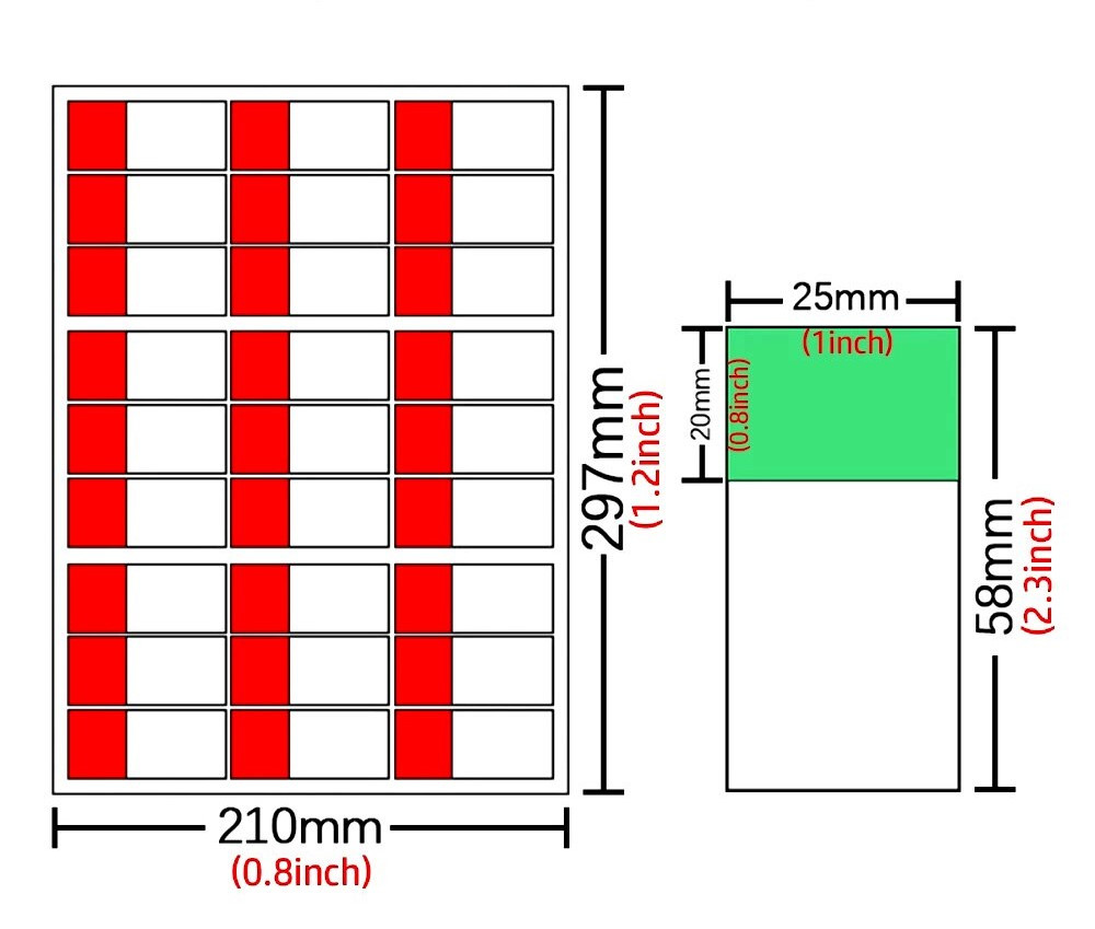 Этикетки, самоламинирующийся полиэстер, 25x19(58) мм (27 штук/лист), А4 белый