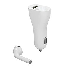 Зарядное устройство USB + беспроводной Bluetooth наушник для авто (4774), фото 6