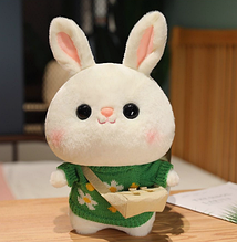 Плюшевый зайчик  "Зеленый свитер с ромашками" , 30 см