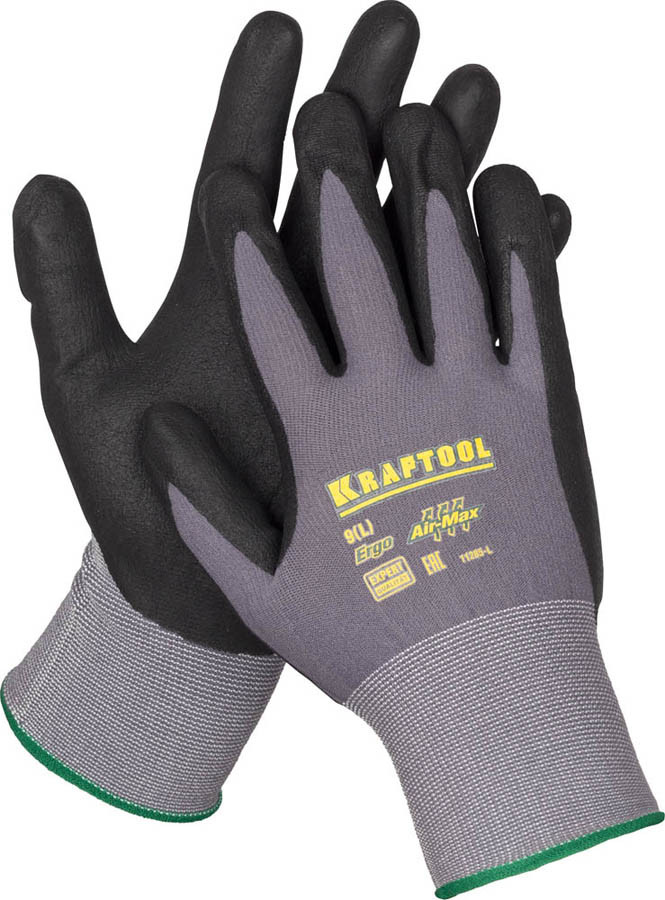 KRAFTOOL M, 15 класс, эластичные перчатки со вспененным нитриловым покрытием для точных работ, - фото 1 - id-p106207357