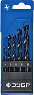 ЗУБР 5 шт., Ø 4-5-6-8-10 мм, М-образная заточка, набор спиральных сверл по дереву 29421-H5_z01 Профессионал