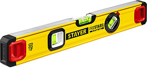 STAYER ProSTABIL 400 мм уровень строительный фрезерованный, 3 глазка, линейка, рукоятки, точность 0.5 мм/м,