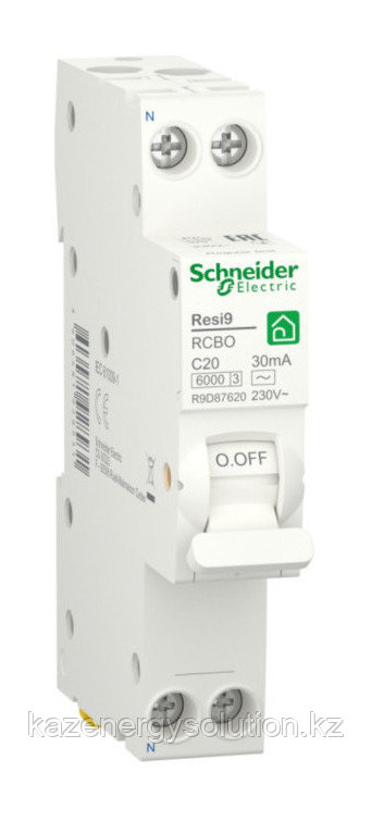 Дифавтомат Schneider Electric Resi9 1P+N 20А ( C ) 6 кА, 30 мА ( AC ), R9D87620 - фото 1 - id-p106217053