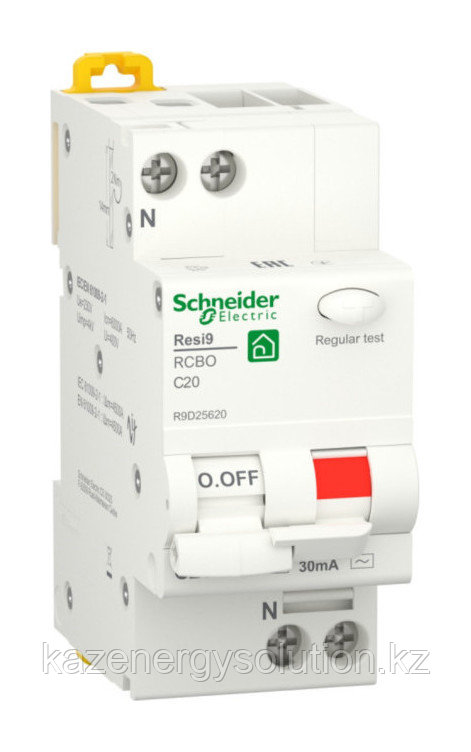Дифавтомат Schneider Electric Resi9 1P+N 20А ( C ) 6 кА, 30 мА ( AC ), R9D25620 - фото 1 - id-p106217370